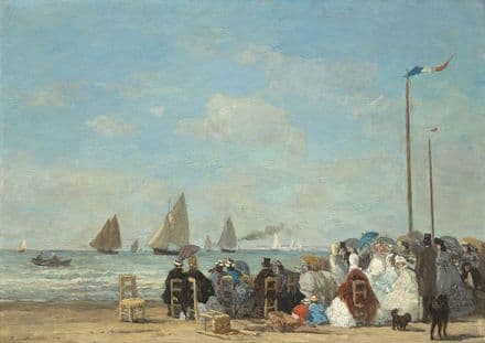 Boudin, Eugene: Beach Scene at Trouville. Fine Art Print/Poster. Sizes: A4/A3/A2/A1 (003952)