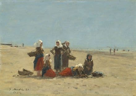 Boudin, Eugene: Women on the Beach at Berck. Fine Art Print/Poster. Sizes: A4/A3/A2/A1 (003955)