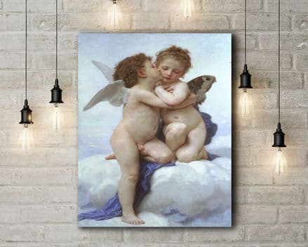 Bouguereau: Cupid and Psyche as Children. Mythological/FigurativeFine Art Canvas.