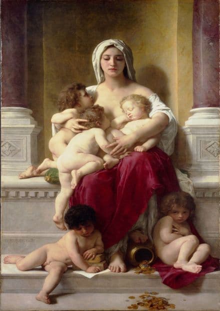 Bouguereau, William Adolphe: Charity. Fine Art Print/Poster. Sizes: A4/A3/A2/A1 (001662)