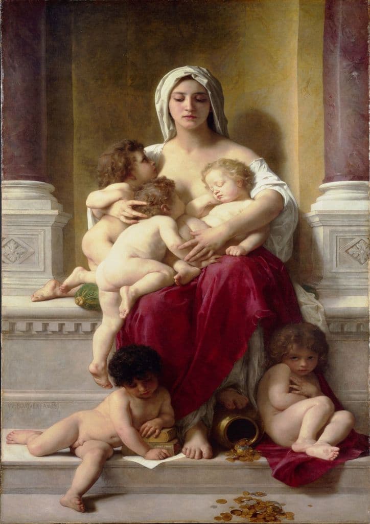 Bouguereau, William Adolphe: Charity. Fine Art Print/Poster. Sizes: A4/A3/A2/A1 (001662)