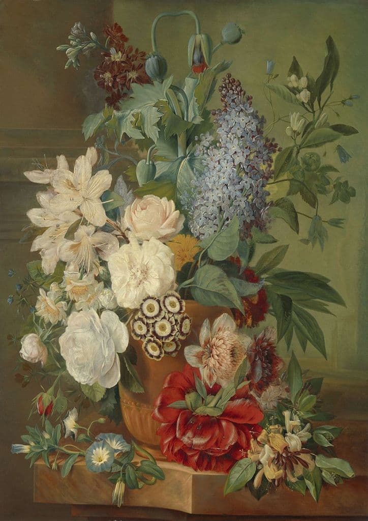 Brandt, Albertus Jonas & Eelkema, Eelke Jelles: Flowers in a Terracotta Vase. Fine Art Print/Poster