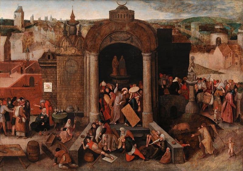 Bruegel the Elder, Pieter: Christ Driving the Traders from the Temple. Fine Art Print/Poster. Sizes: A4/A3/A2/A1 (002003)