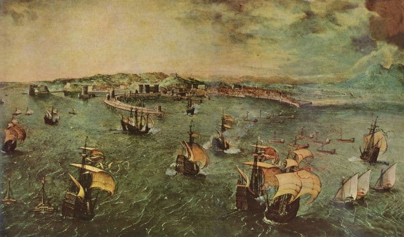 Bruegel the Elder, Pieter: Naval Battle in the Gulf of Naples. Fine Art Print/Poster. Sizes: A4/A3/A2/A1 (00871)