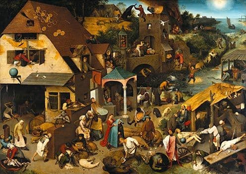 Bruegel the Elder, Pieter: Netherlandish Proverbs. Fine Art Print/Poster. Sizes: A4/A3/A2/A1 (00864)