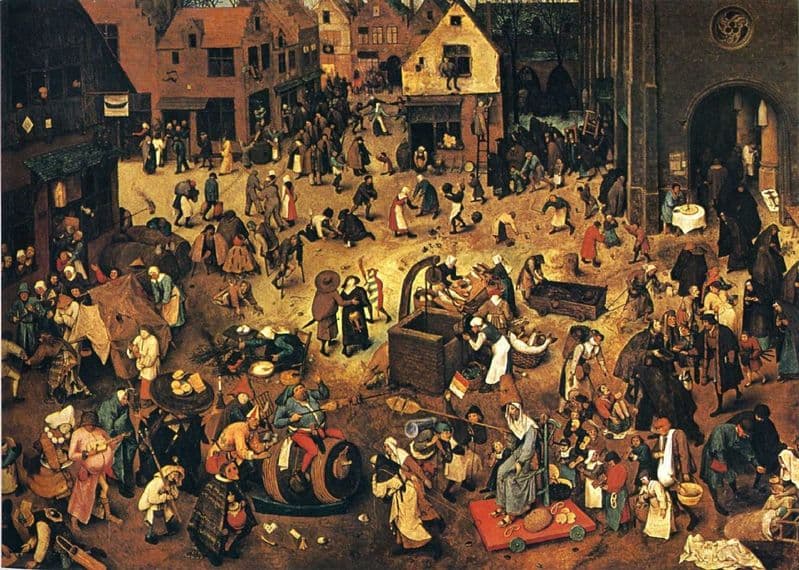 Bruegel the Elder, Pieter: The Fight between Carnival and Lent. Fine Art Print/Poster. Sizes: A4/A3/A2/A1 (00863)