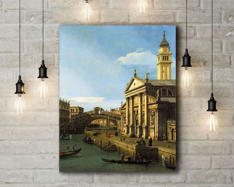 Canaletto: The Rialto Bridge and The Church of S. Giorgio Maggiore. Fine Art Canvas.