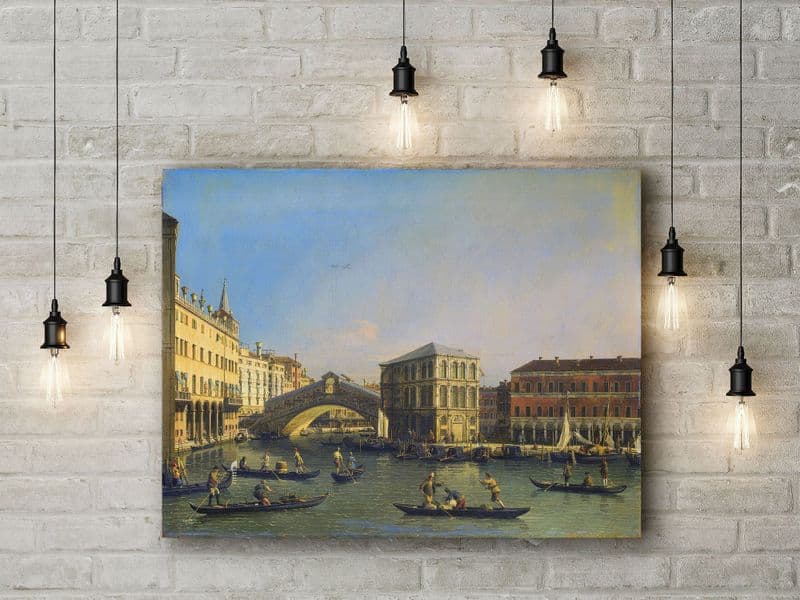 Canaletto: The Rialto Bridge. Fine Art Canvas.