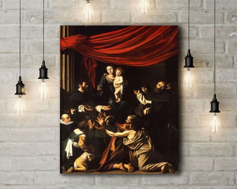 Caravaggio: Madonna of the Rosary. Fine Art Canvas.