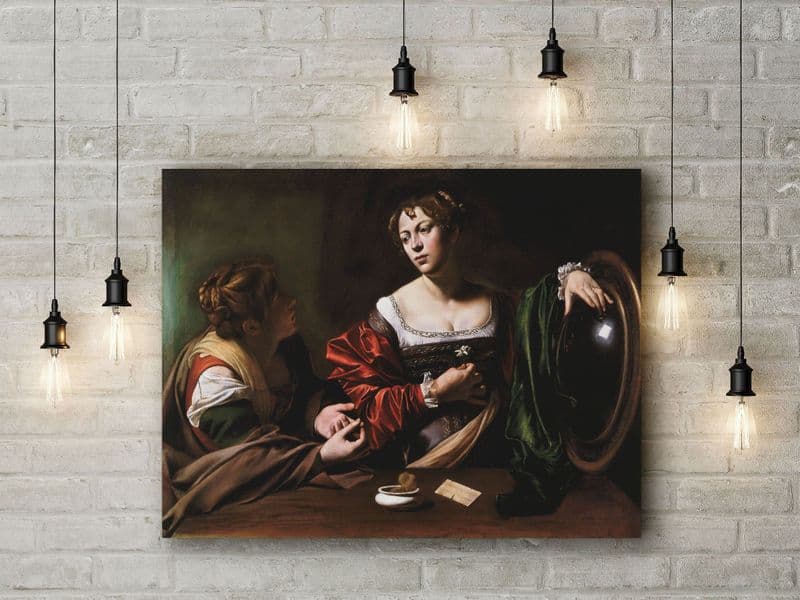 Caravaggio: Martha and Mary Magdalene. Fine Art Canvas.