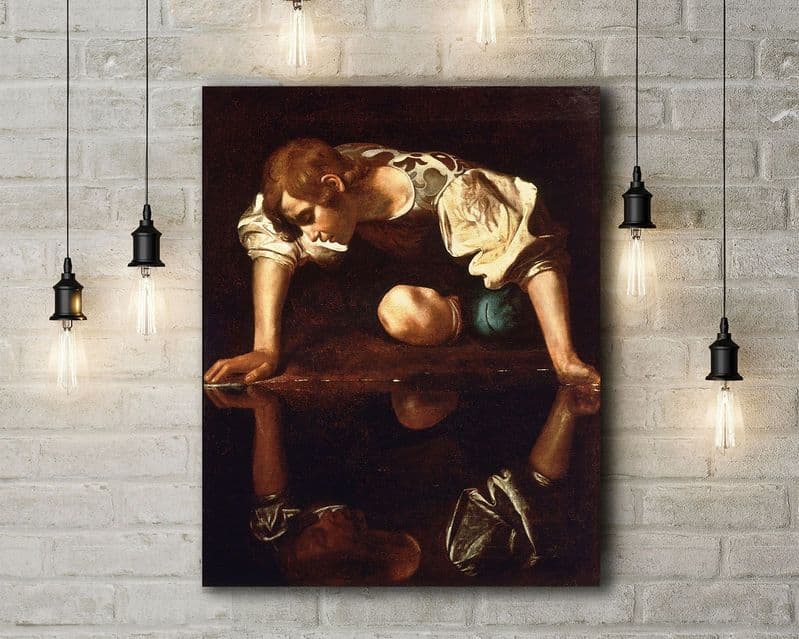 Caravaggio: Narcissus. Fine Art Canvas.