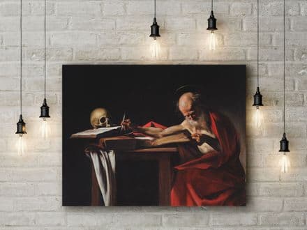 Caravaggio: Saint Jerome Writing. Fine Art Canvas.