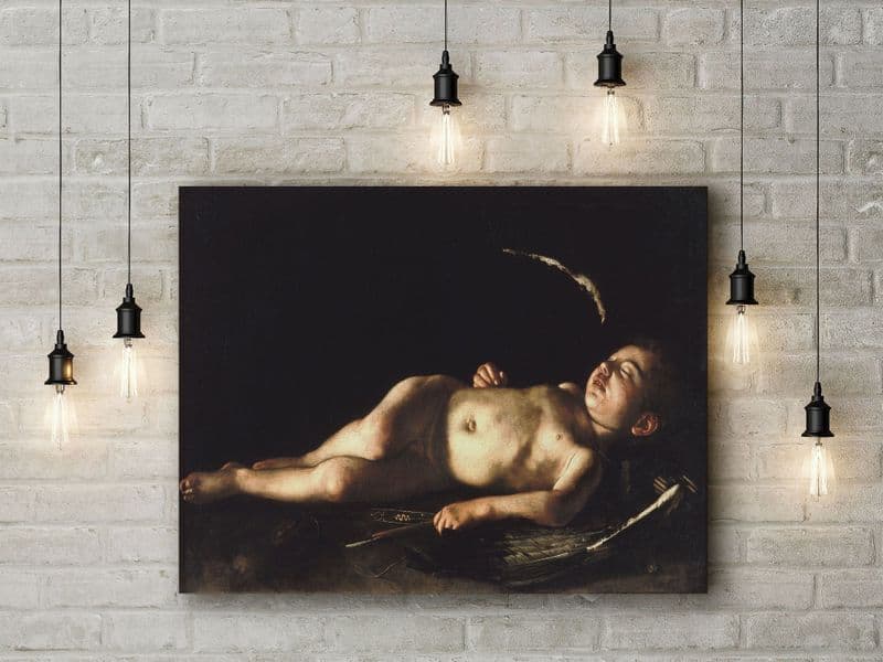 Caravaggio: Sleeping Cupid. Fine Art Canvas.