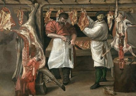 Carracci, Annibale: The Butcher's Shop. Fine Art Print/Poster. Sizes: A4/A3/A2/A1 (002057)
