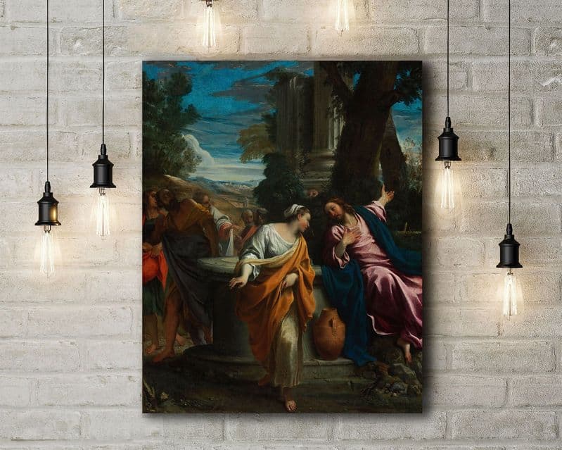 Carracci: Christ and the Samaritan Woman. Fine Art Canvas.