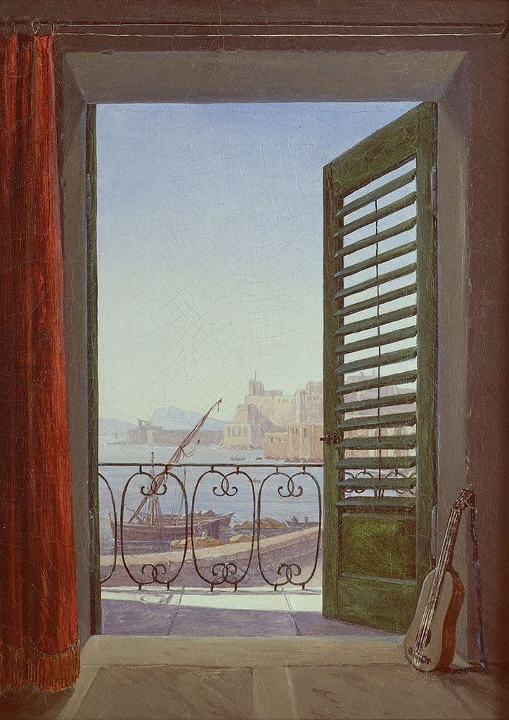Carus, Carl Gustav: Balcony Room with a View of the Bay of Naples . Fine Art Print/Poster (4827)