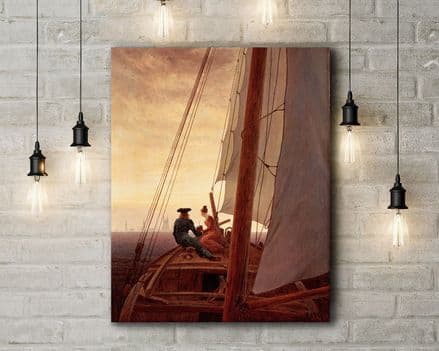 Casper David Friedrich: On Board a Sailing Ship. Fine Art Canvas.