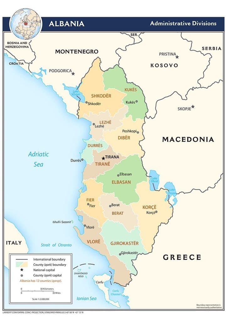 CIA Administrative Map of Albania 2009 Print/Poster (5207)