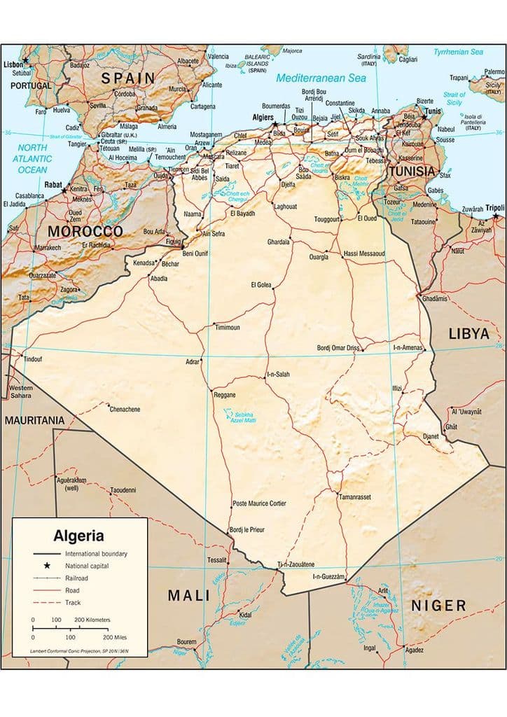 CIA Map of Algeria 2001 (Physiography) Print/Poster (5208)
