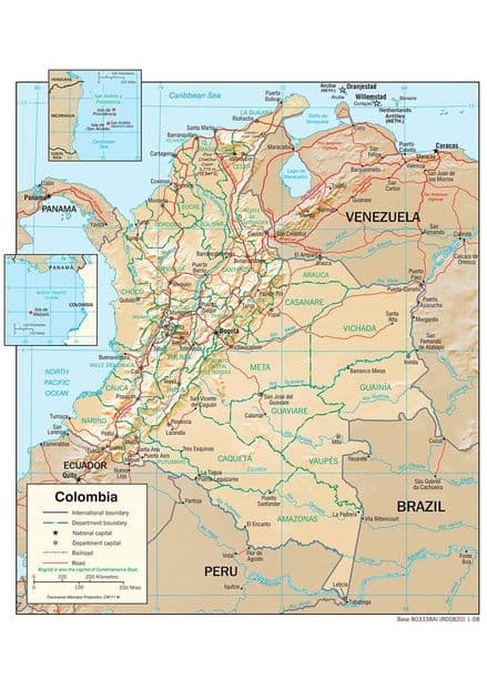 CIA Map Of Colombia 2008. Print/Poster (4864)