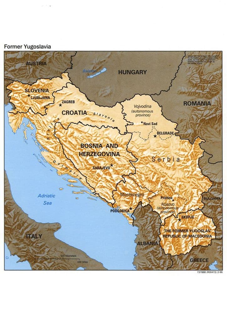 CIA Map of Former Yugoslavia 1996. Print/Poster (5145)