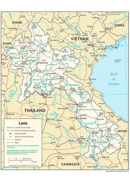 CIA Map of Laos 2003. Print/Poster (5133)