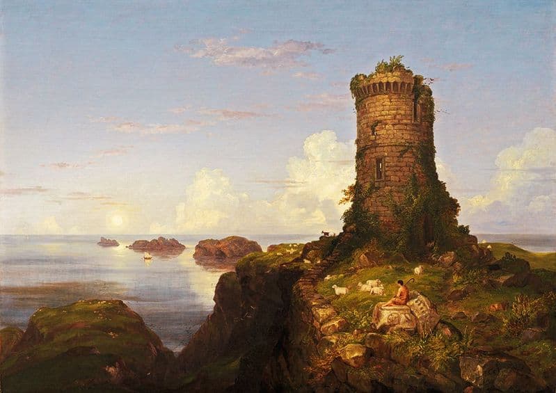 Cole, Thomas: Italian Coast Scene With Ruined Tower. Fine Art Print/Poster (5467)