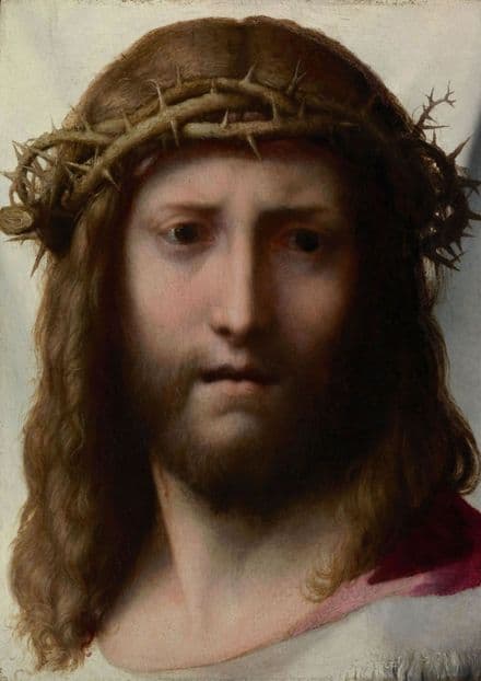 Correggio, Antonio Allegri: Head of Christ. Fine Art Print/Poster. Sizes: A4/A3/A2/A1 (001786)