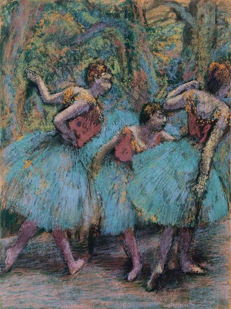 Degas, Edgar: Three Dancers (Blue Tutus, Red Bodices). Fine Art Print/Poster (003771)