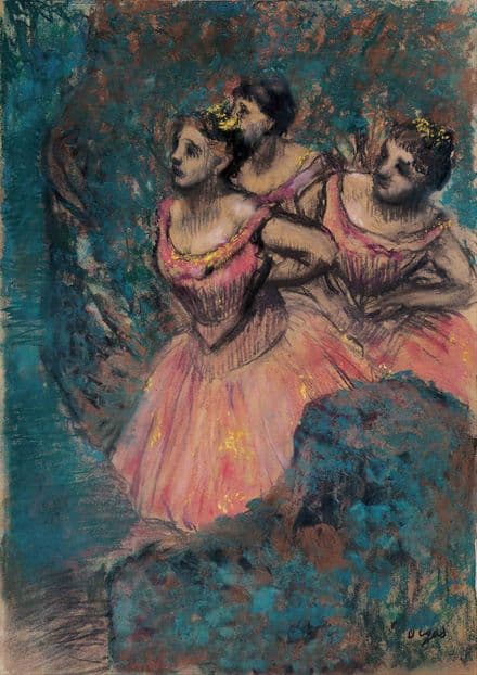 Degas, Edgar: Three Dancers in Red Costume. Fine Art Print/Poster. Sizes: A4/A3/A2/A1 (003772)