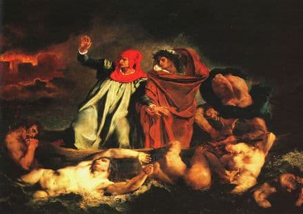 Delacroix, Eugene: The Barque of Dante. Fine Art Print/Poster. Sizes: A4/A3/A2/A1 (001092)