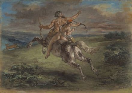 Delacroix, Eugene: The Education of Achilles. Fine Art Print/Poster. Sizes: A4/A3/A2/A1 (00141)