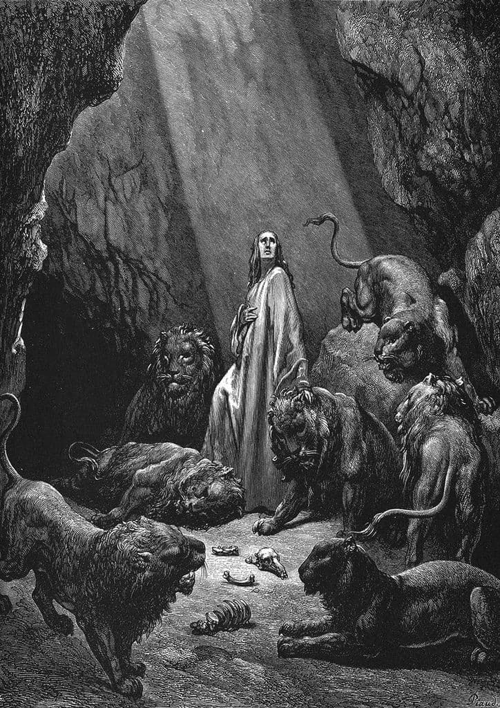 Dore, Gustave: Daniel In The Lions' Den. Fine Art Print/Poster (4927)