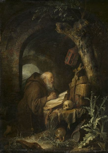 Dou, Gerrit: The Hermit. Fine Art Print/Poster. Sizes: A4/A3/A2/A1 (004145)