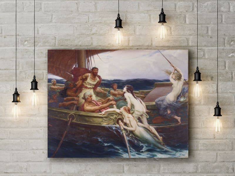 Draper: Ulysses and the Sirens. Fine Art Canvas.