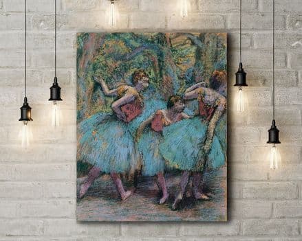 Edgar Degas: Three Dancers (Blue Tutus, Red Bodices). Fine Art Canvas.