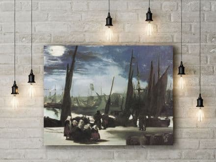 Edouard Manet: Moonlight on Boulogne Harbour. Fine Art Canvas.