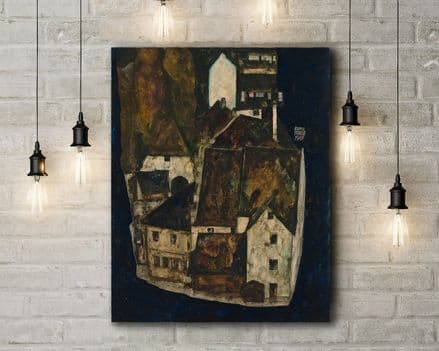 Egon Schiele: Dead City III (City on the Blue River III). Fine Art Canvas.