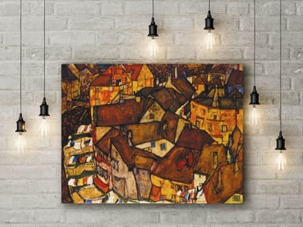 Egon Schiele: Krumau - Crescent of Houses (The small City V). Fine Art Canvas.