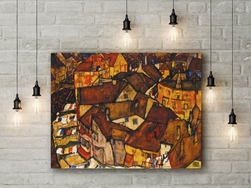 Egon Schiele: Krumau - Crescent of Houses (The small City V). Fine Art Canvas.