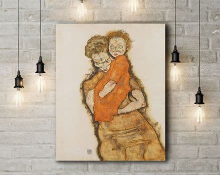 Egon Schiele: Mother and Child. Fine Art Canvas.