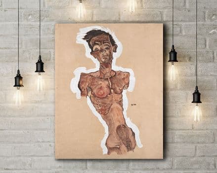 Egon Schiele: Nude Self Portrait. Fine Art Canvas.