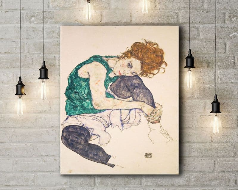 Egon Schiele: Seated Woman with Legs Drawn Up (Adele Herms). Fine Art Canvas.