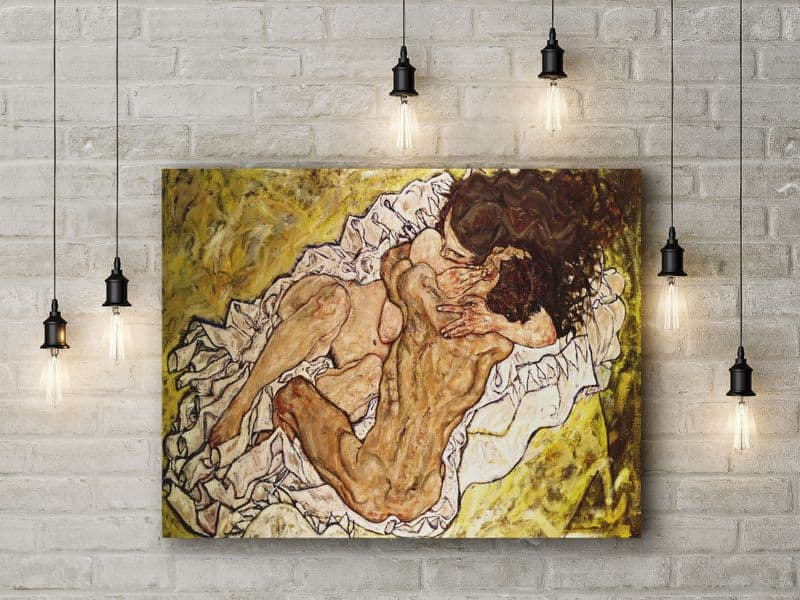 Egon Schiele: The Embrace. Fine Art Canvas.