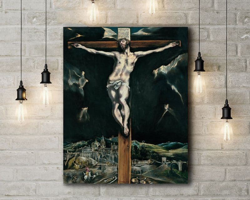 El Greco: Christ Crucified with Toledo in the Background. Fine Art Canvas.