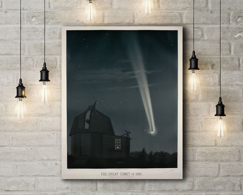 Etienne Leopold Trouvelot The Great Comet of 1881. Vintage Style Canvas.