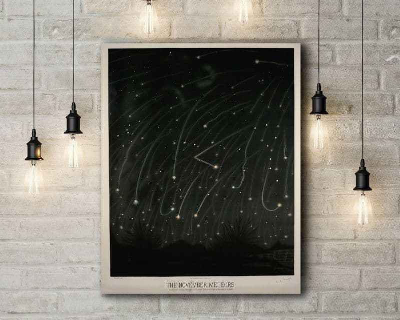 Etienne Leopold Trouvelot: The November Meteors. Vintage Style Canvas.