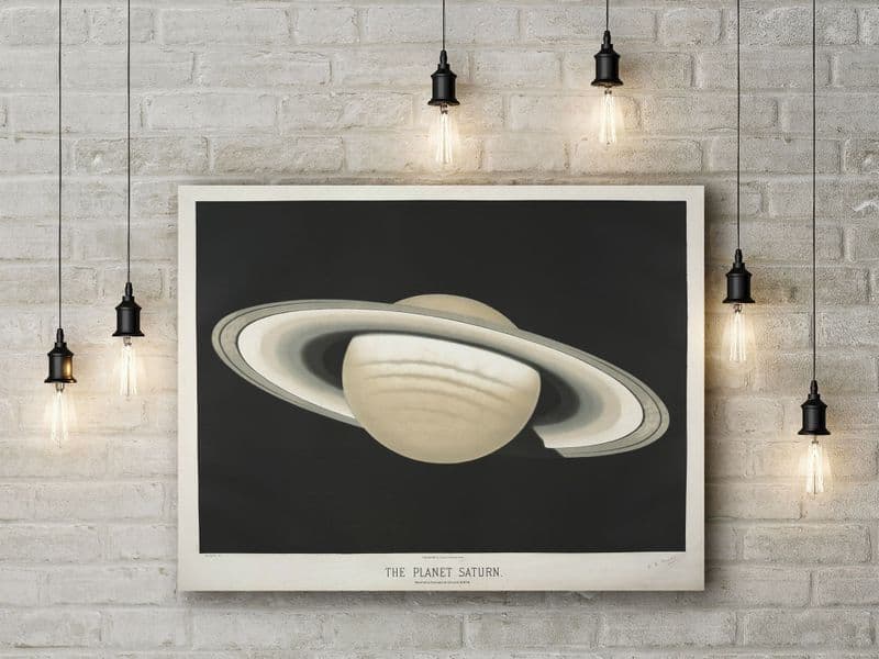 Etienne Leopold Trouvelot: The Planet Saturn. Vintage Style Canvas.