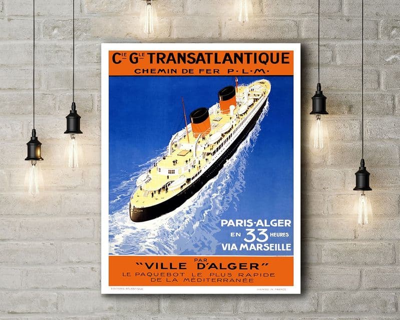 French Travel Illustration. Vintage Style Canvas.