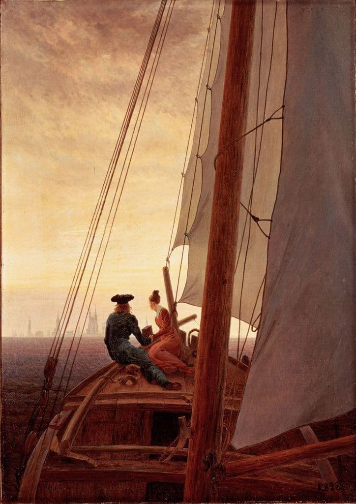 Friedrich, Casper David: On Board a Sailing Ship. Fine Art Print/Poster. Sizes: A4/A3/A2/A1 (00473)